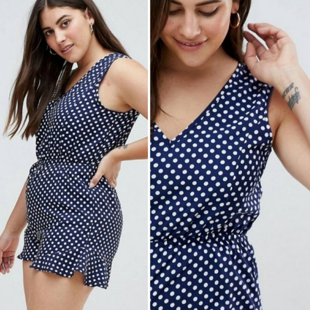 AX Paris Curve | 16 Plus Polka Dot Romper navy